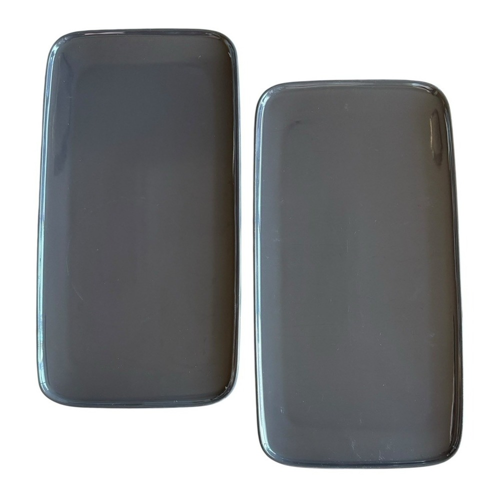 Two Marimekko Oiva Platters 6.5" x 12" (16.5 x 30.5 cm) S.Ruotsalainen Smoke - Picture 2 of 8